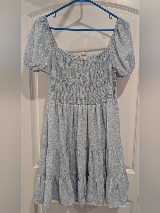 Altar'd State Dresses & Skirts - Altar'd State Light Blue Smocked Tiered Dress Size L